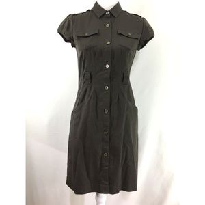 Calvin Klein shirt dress brown short sleeve (E484)
